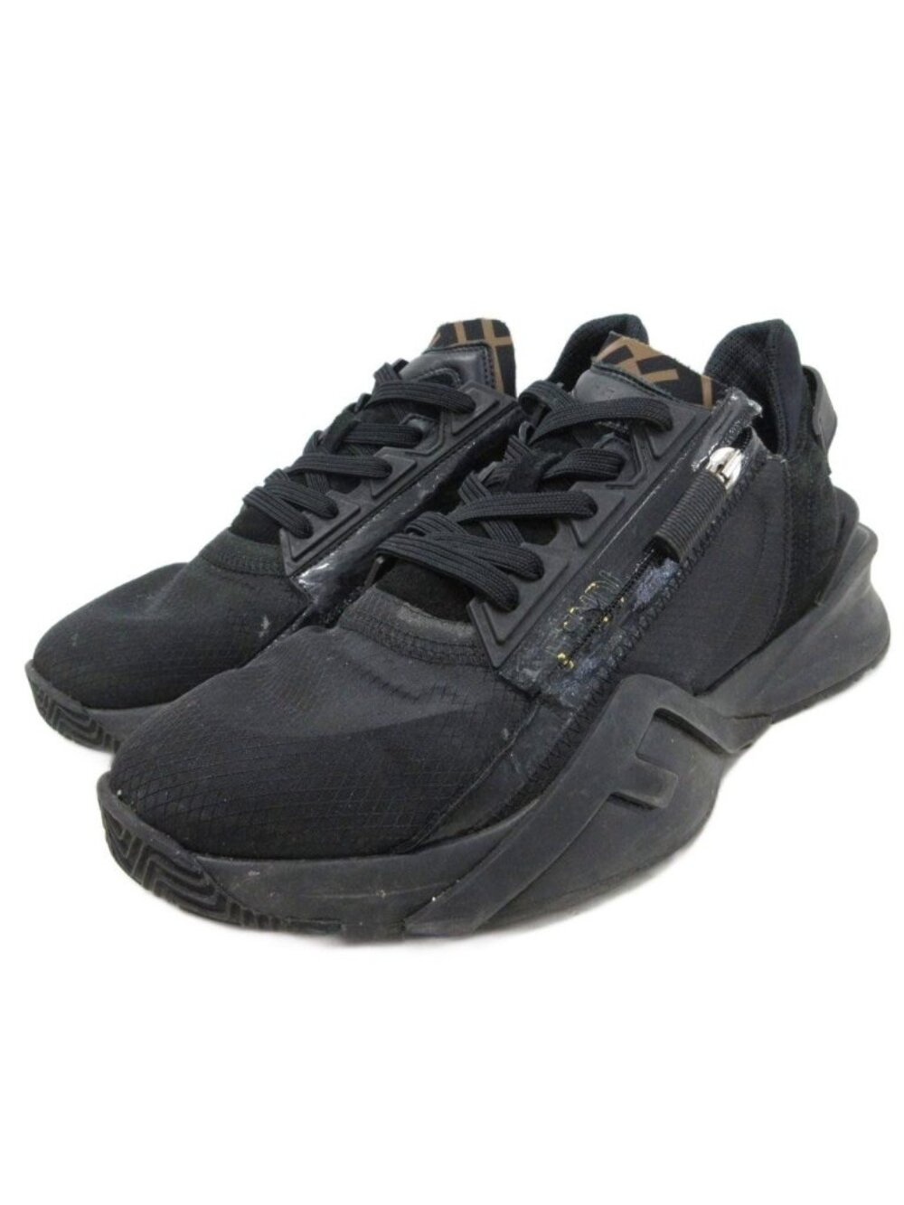 Fendi Flow Side Zip Sneakers Low Cut Shoes Black